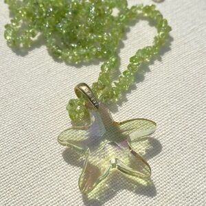 Swarovski Green Starfish Pendant with Peridot Stone Chips Necklace